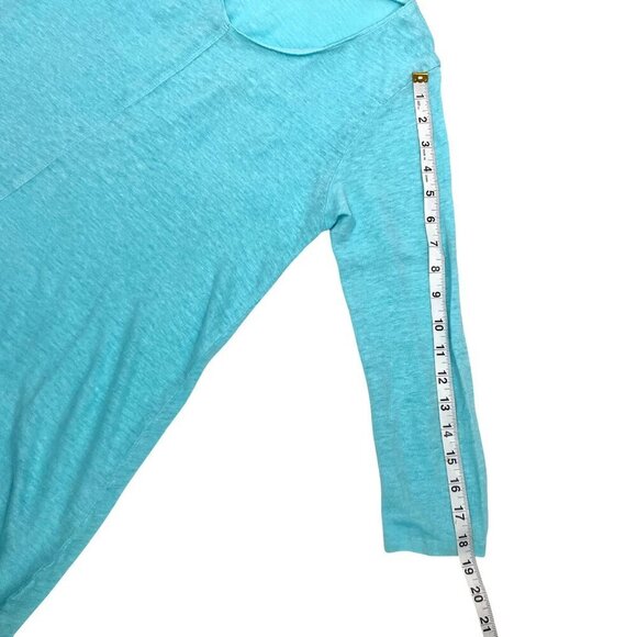 Habitat Womens Aqua Blue Linen Tunic Top 3/4 Sleeve Small Lightweight Relaxed - Picture 9 of 9